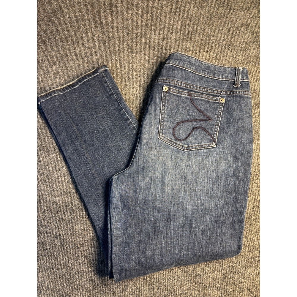 Simply Vera Vera Wang Straight-Leg Jeans Womens 12 Blue Denim Embroidered Pocket